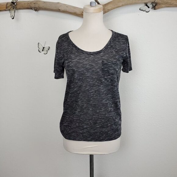 Club Monaco black and white heathered pocket tee - Picture 1 of 9